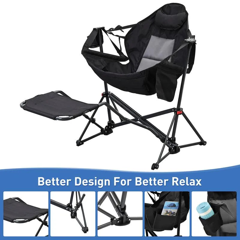Adjustable Hammock Chair with Pedal – 450lbs Heavy-Duty Support, Compact & Portable for Camping, Beach, Backyard