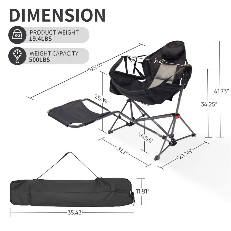 Adjustable Hammock Chair with Pedal – 450lbs Heavy-Duty Support, Compact & Portable for Camping, Beach, Backyard