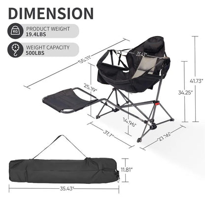 Adjustable Hammock Chair with Pedal – 450lbs Heavy-Duty Support, Compact & Portable for Camping, Beach, Backyard